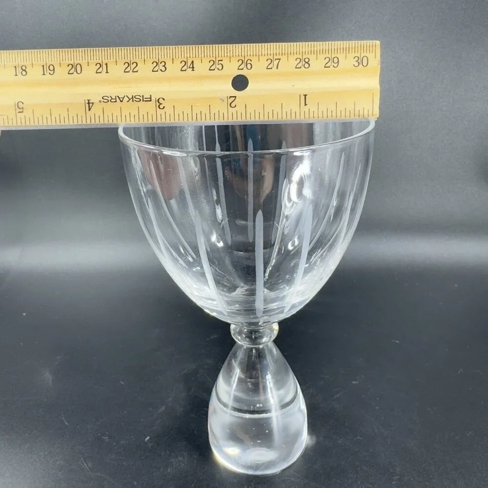 Vintage Clear Etched Glasses Drinking Cups‎ Set 2 Elegant Crystal Glass Barware